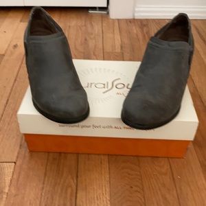 Gray leather booties. Only worn twice.